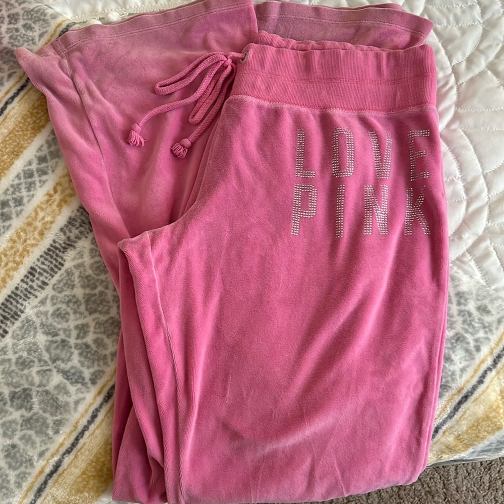 Victoria’s Secret PINK BLING Velour Sweatpants
